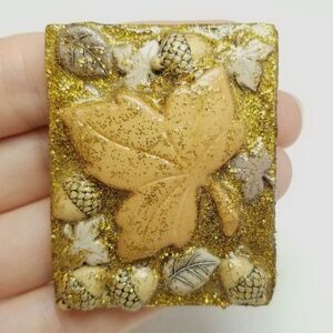 Vintage Oak Leaf and Acorn Design Brooch, Earth Tone Lapel Pin Hand Made Estate